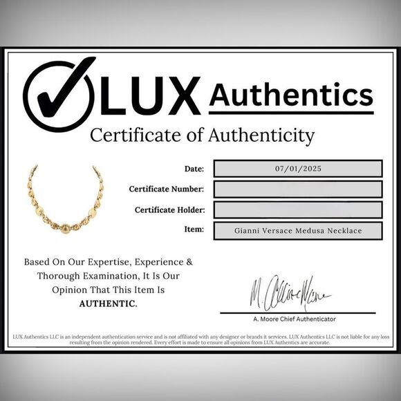 Rare & Vintage Versace Gold Finished Chain Necklace w/COA, Pristine - Picture 12 of 12